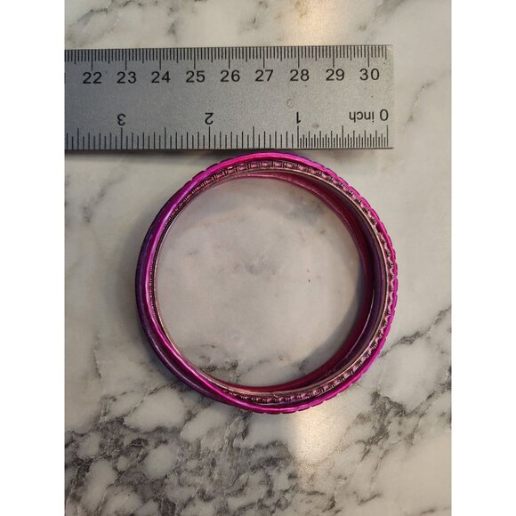 Set Of 5 Pink & Purple Metal Bangle Bracelets - Picture 6 of 6
